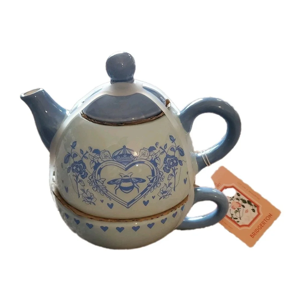 BRAND NEW BRIDGERTON Ceramic Tea Pot Blue LIMITED EDITION-More Bridgerton listed